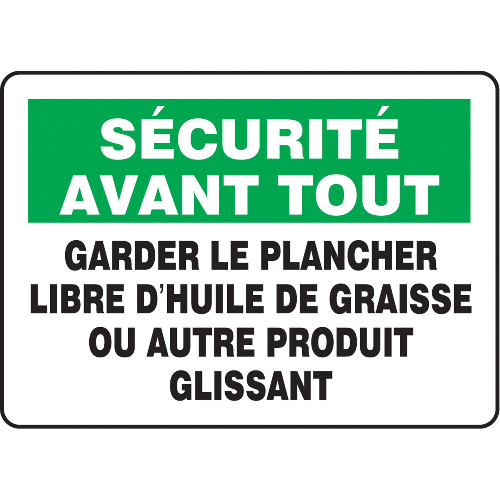 Enseigne « Garder le plancher libre d'huile », 10" x 14", Vinyle, Français