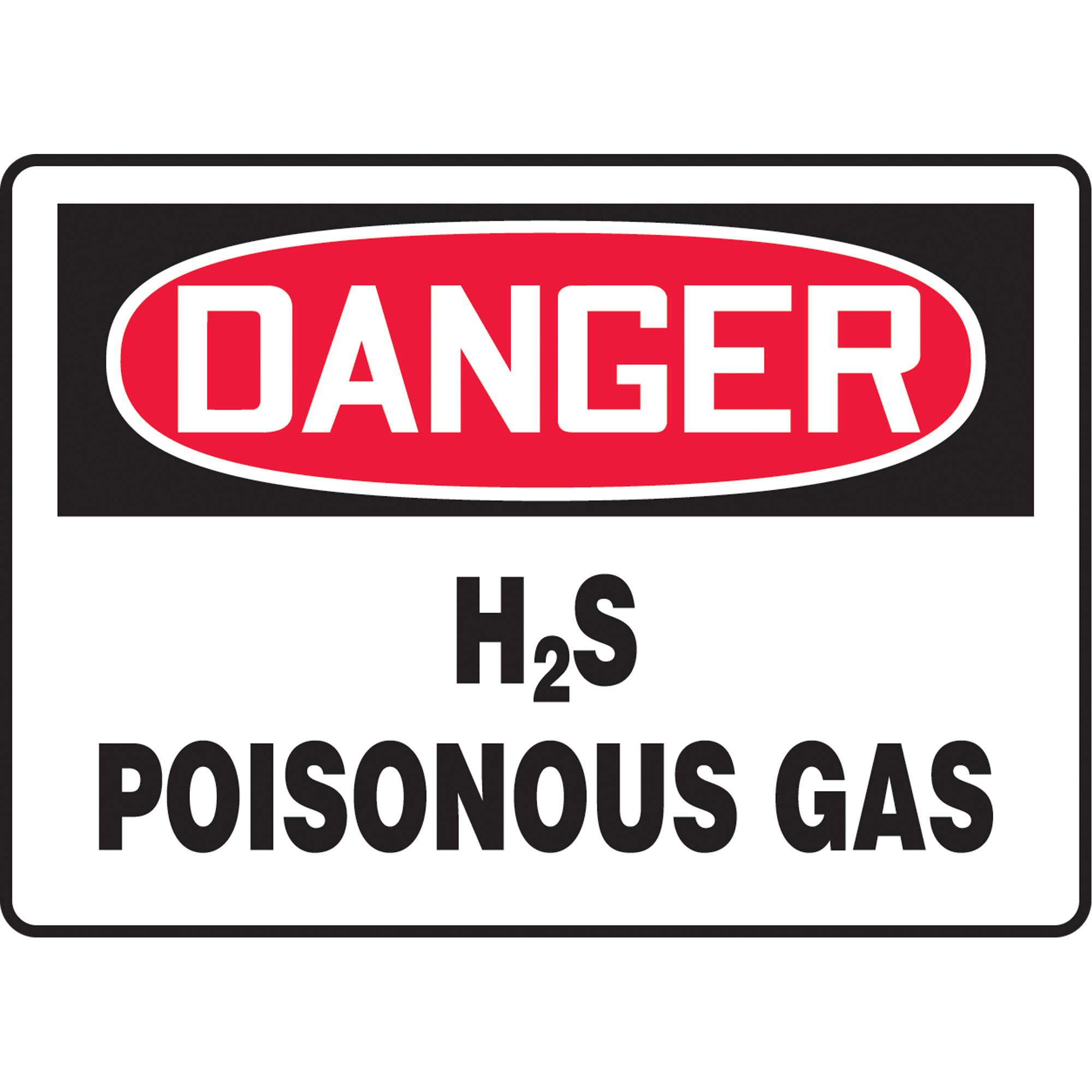 Enseigne « H2S Poisonous Gas », 10" x 14", Plastique, Anglais