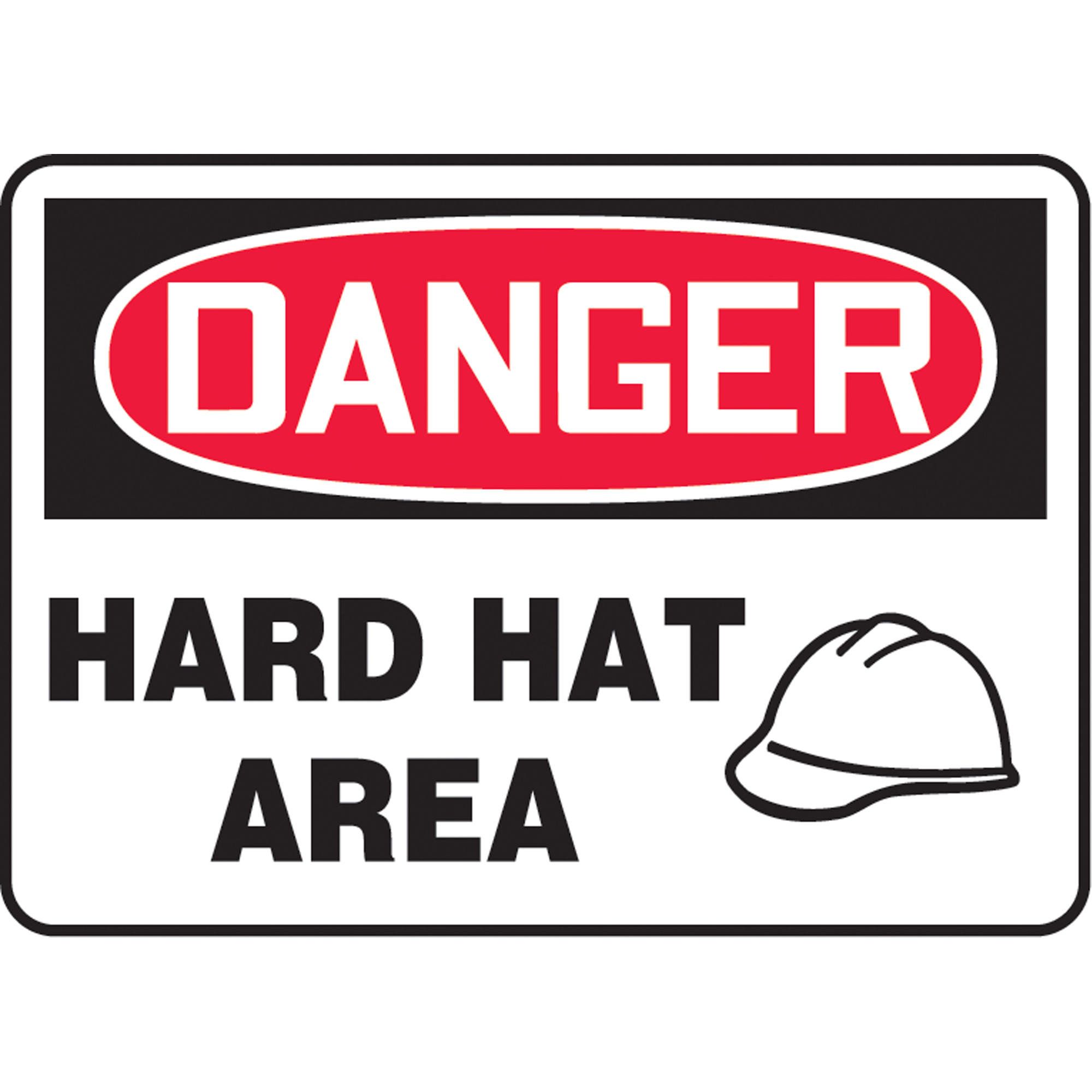 Enseigne « Hard Hat Area », 10" x 14", Aluminium, Anglais avec pictogramme