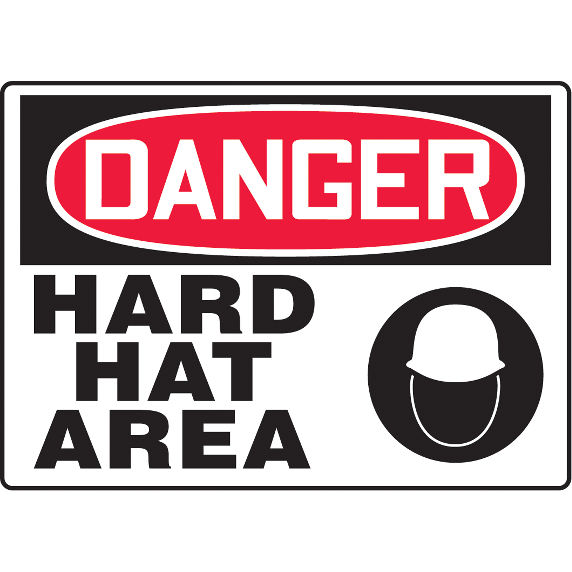 Enseigne « Hard Hat Area », 10" x 14", Vinyle, Anglais avec pictogramme