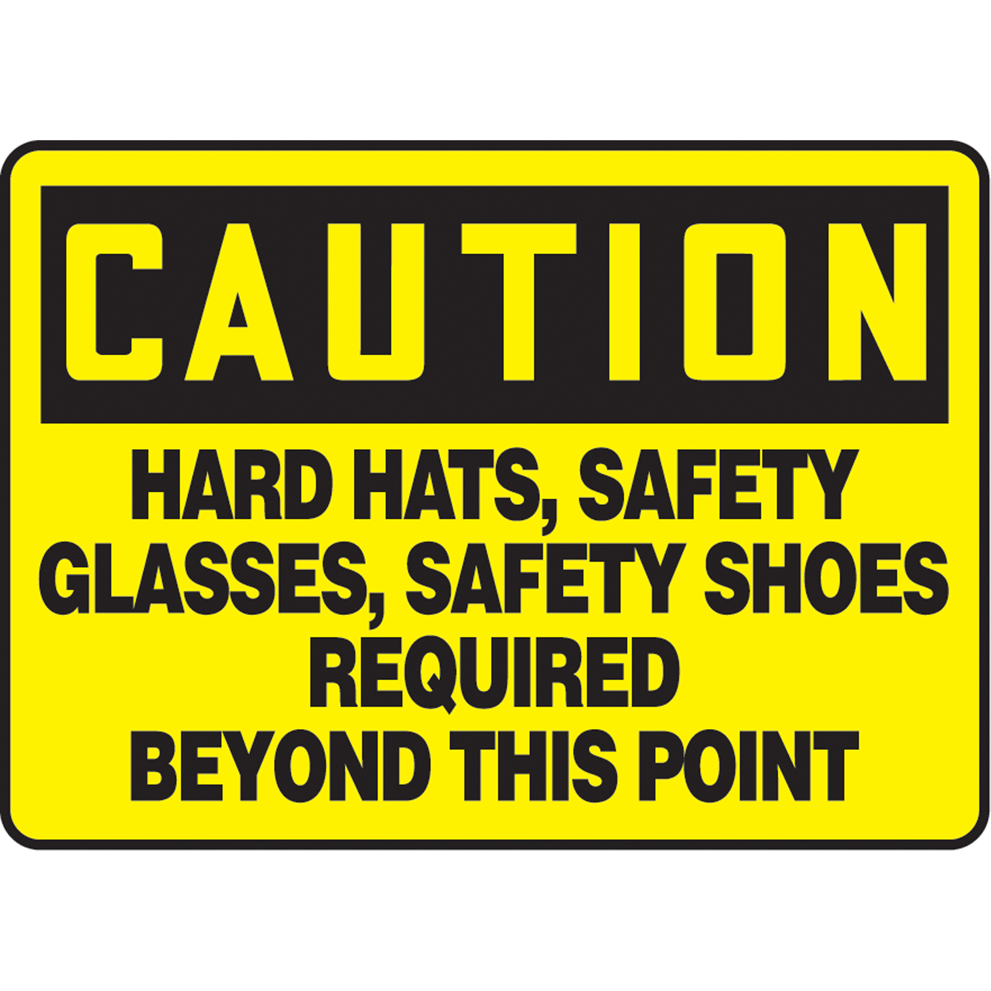 Enseigne « Hard Hats, Safety Glasses, Safety Shoes Required », 10" x 14", Plastique, Anglais