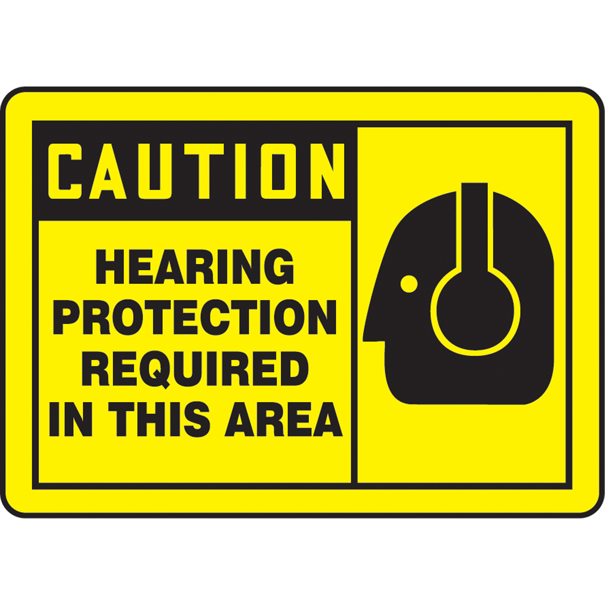 Enseigne « Hearing Protection Required », 10" x 14", Plastique, Anglais avec pictogramme