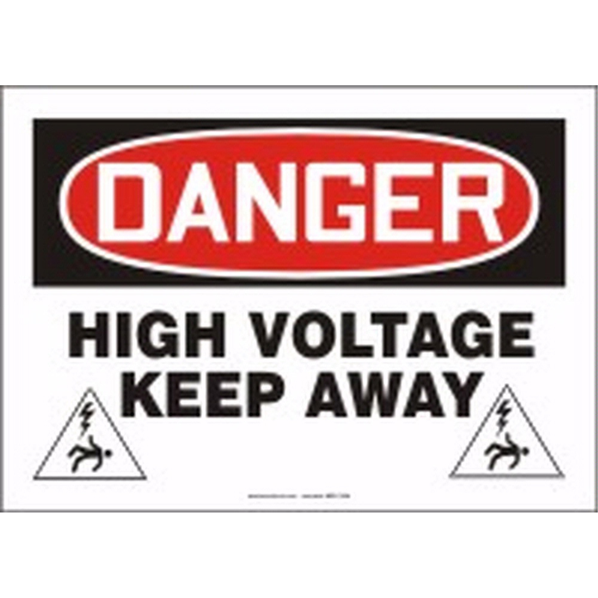 Enseigne « High Voltage », 10" x 14", Plastique, Anglais avec pictogramme