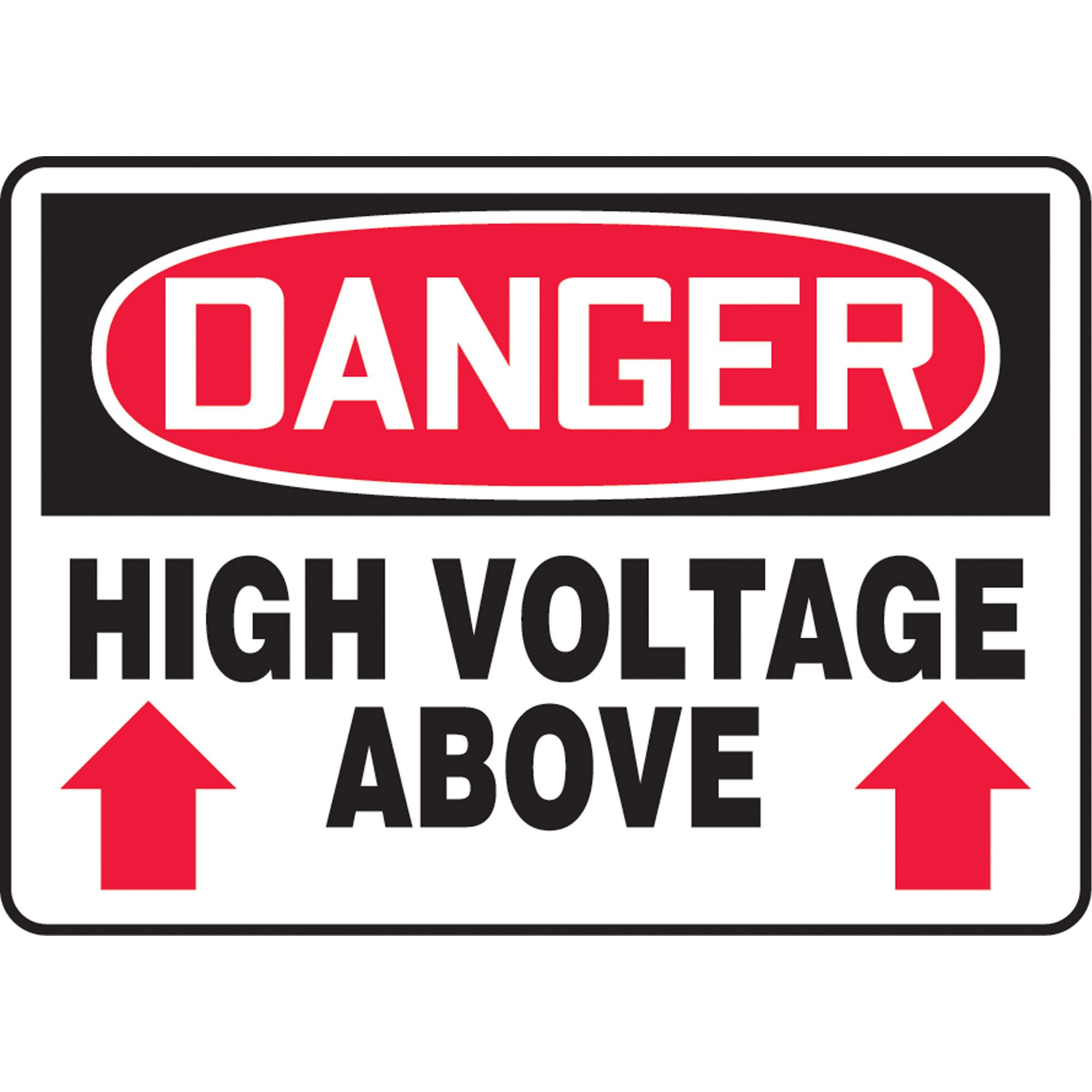 Enseigne « High Voltage Above », 10" x 14", Aluminium, Anglais avec pictogramme