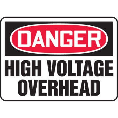 Enseigne « High Voltage Overhead », 10" x 14", Plastique, Anglais