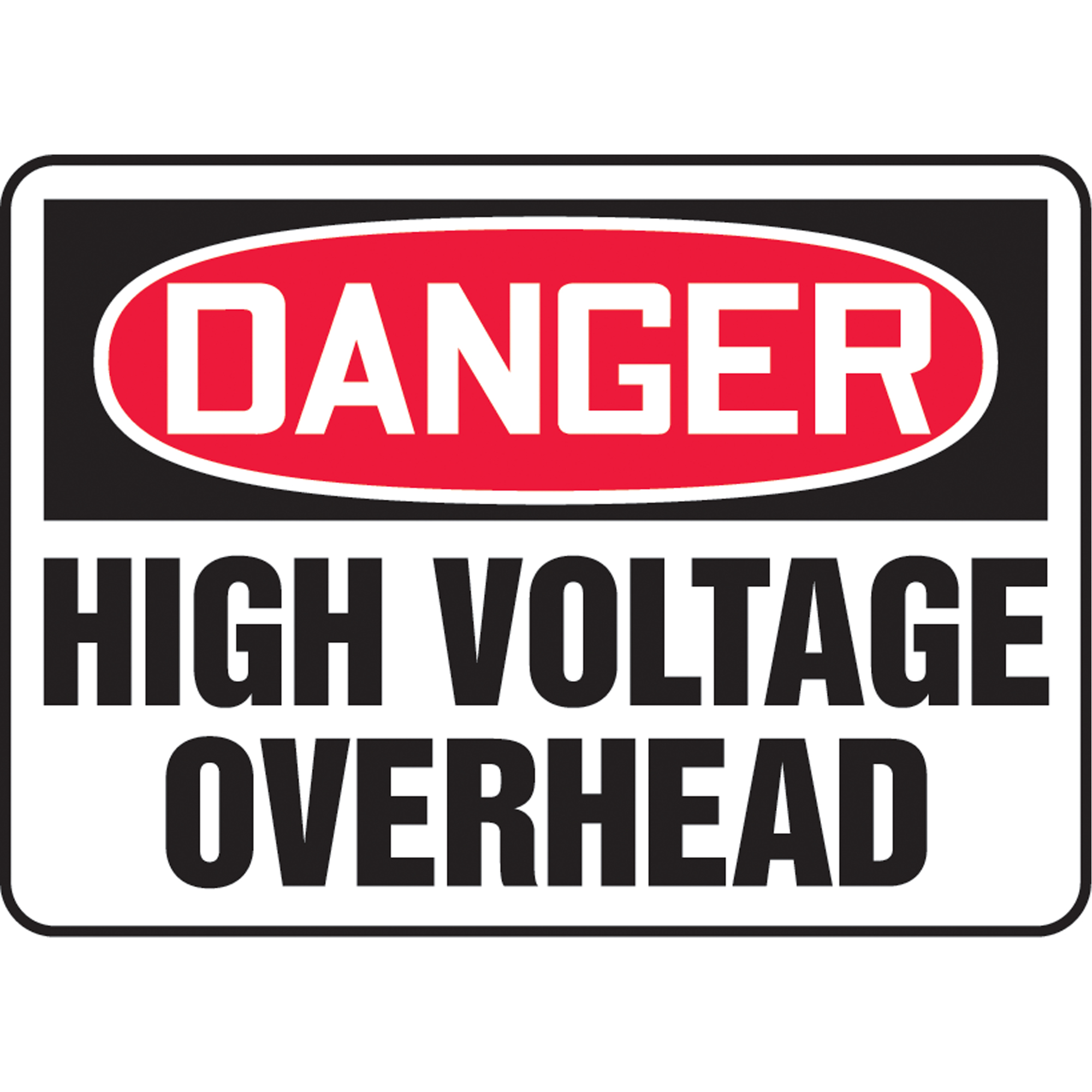 Enseigne « High Voltage Overhead », 10" x 14", Plastique, Anglais