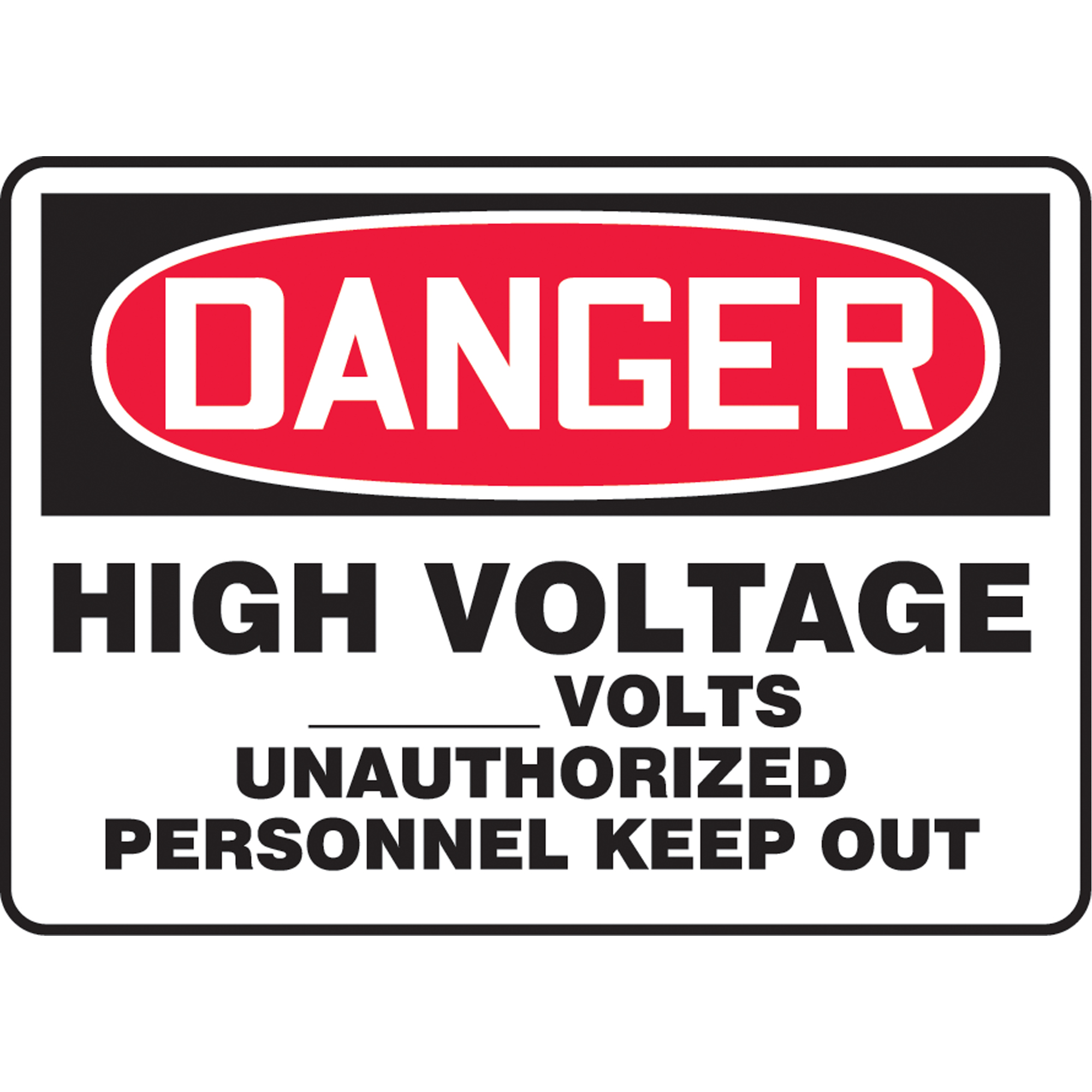 Enseigne « High Voltage » personnalisable, 10" x 14", Vinyle, Anglais