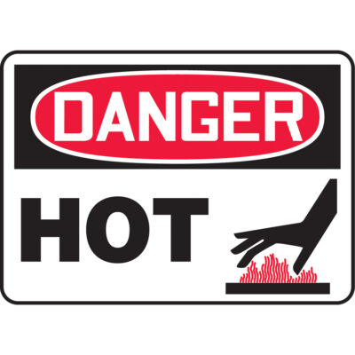 Enseigne « Hot », 10" x 14", Vinyle, Anglais avec pictogramme