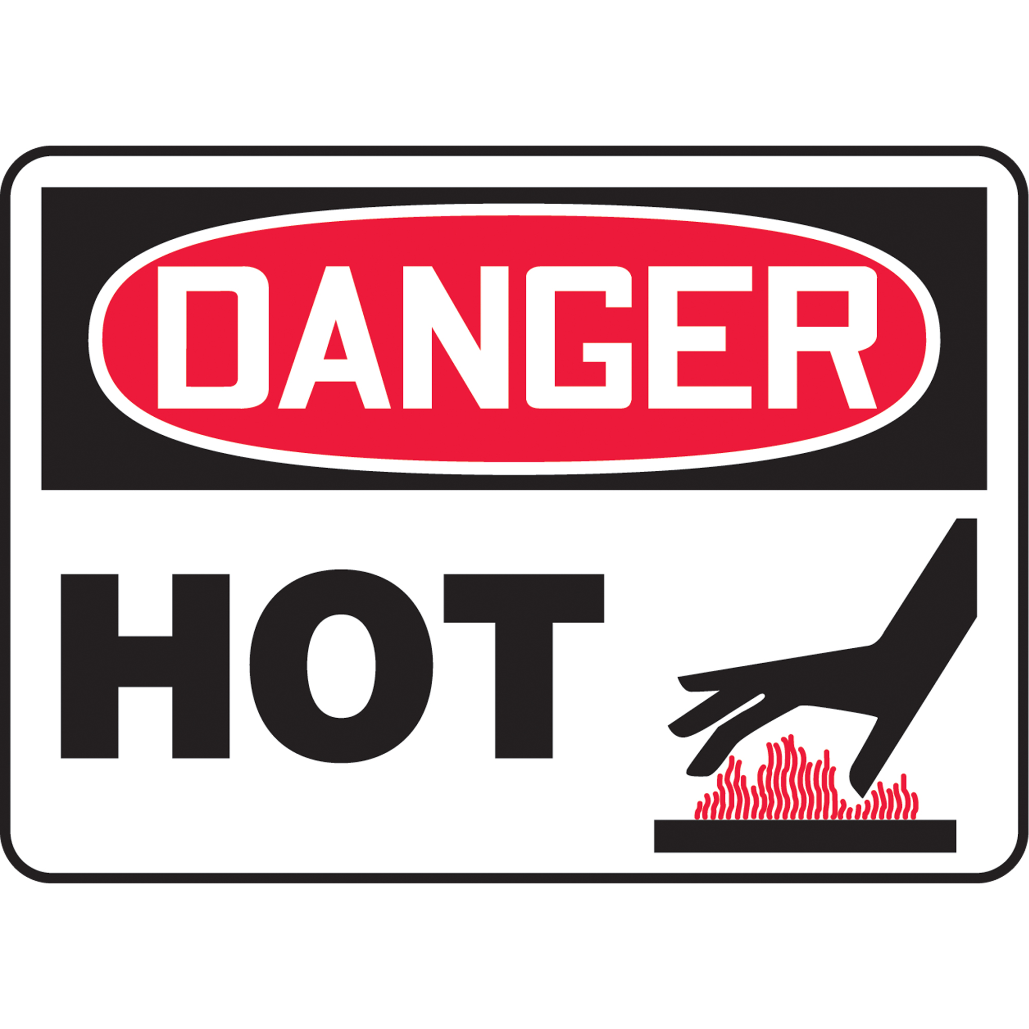Enseigne « Hot », 10" x 14", Vinyle, Anglais avec pictogramme
