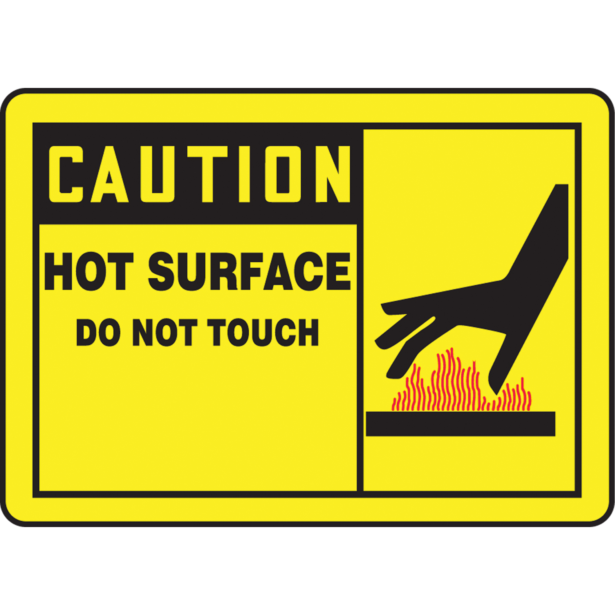 Enseigne « Hot Surface », 10" x 14", Aluminium, Anglais avec pictogramme