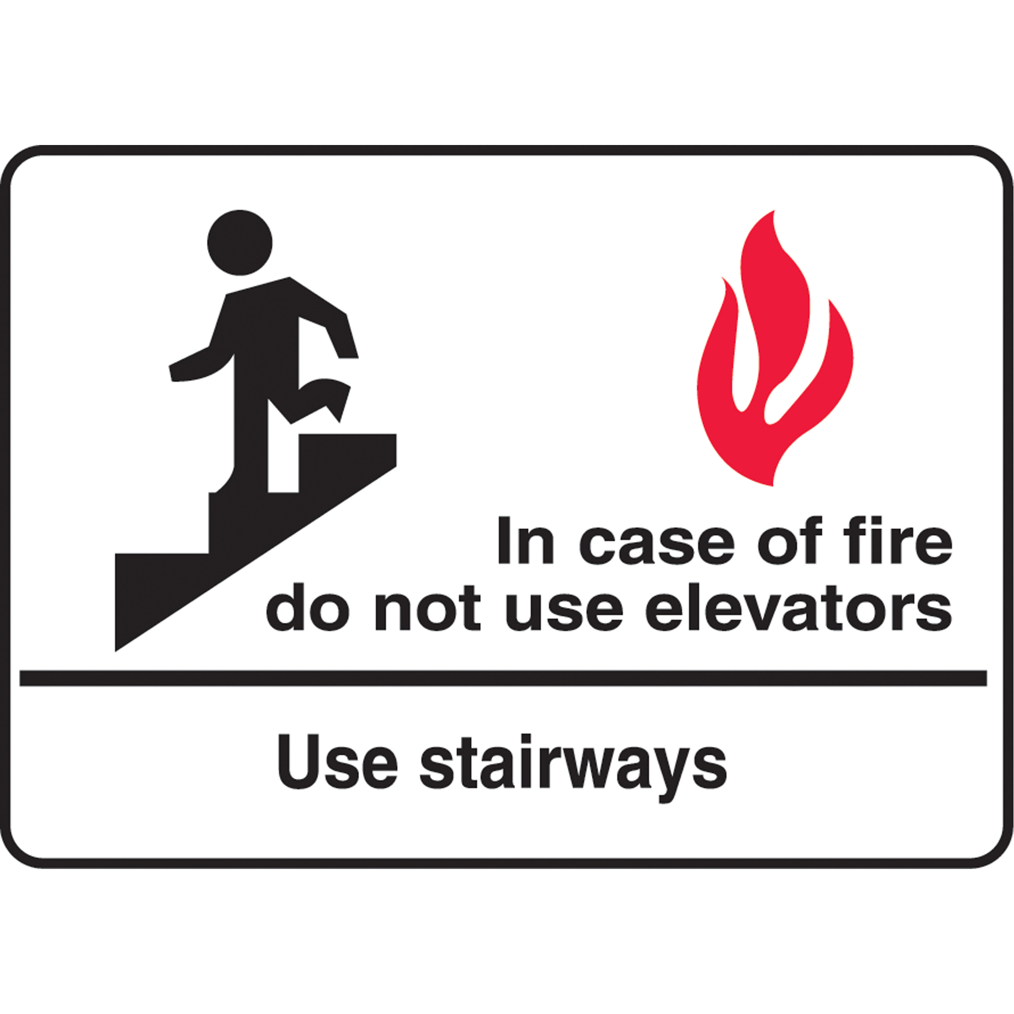 Enseigne « In Case of Fire », 10" x 14", Aluminium, Anglais avec pictogramme