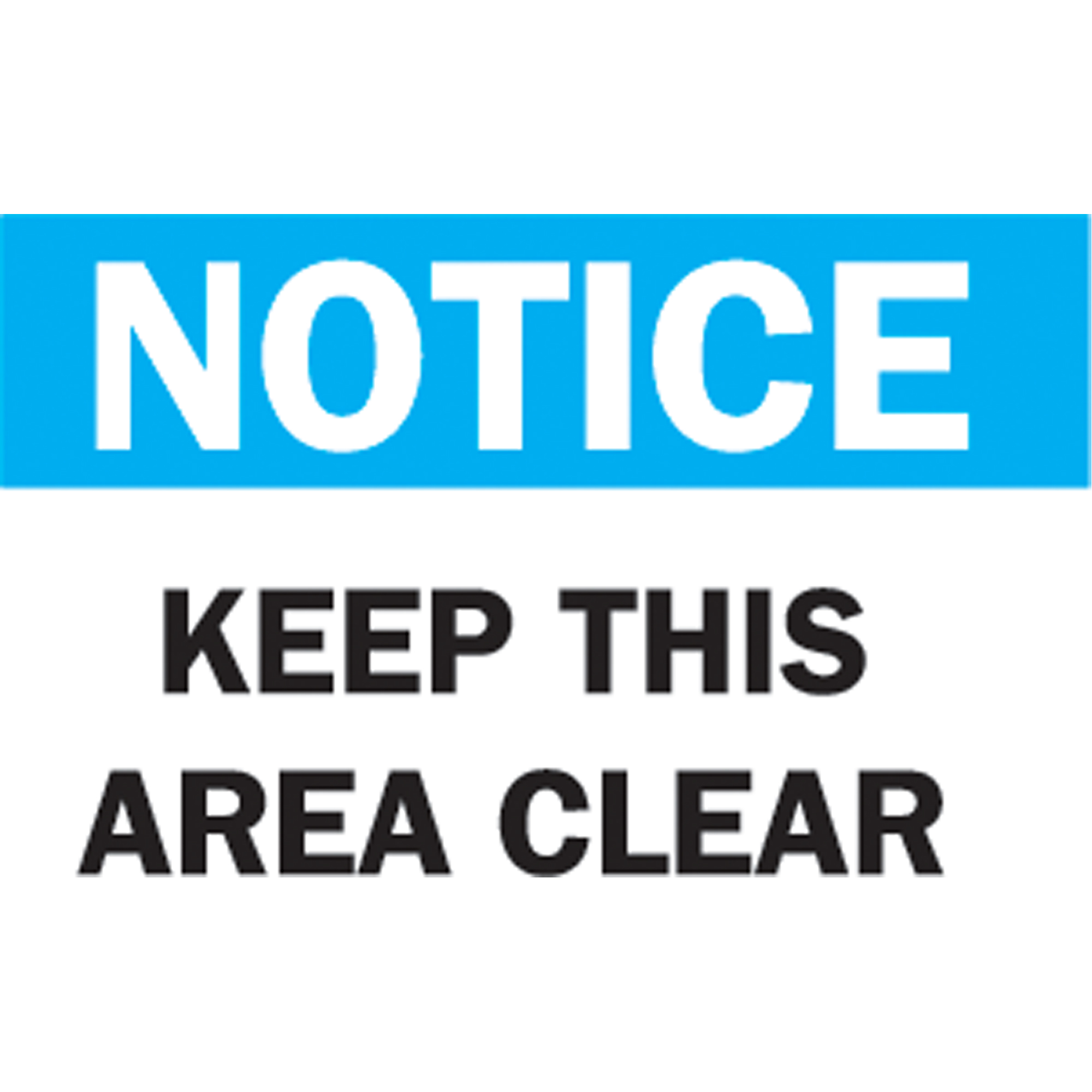 Enseigne « Keep This Area Clear », 7" x 10", Aluminium, Anglais