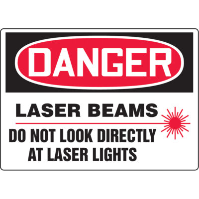 Enseigne « Laser Beams », 10" x 14", Aluminium, Anglais avec pictogramme