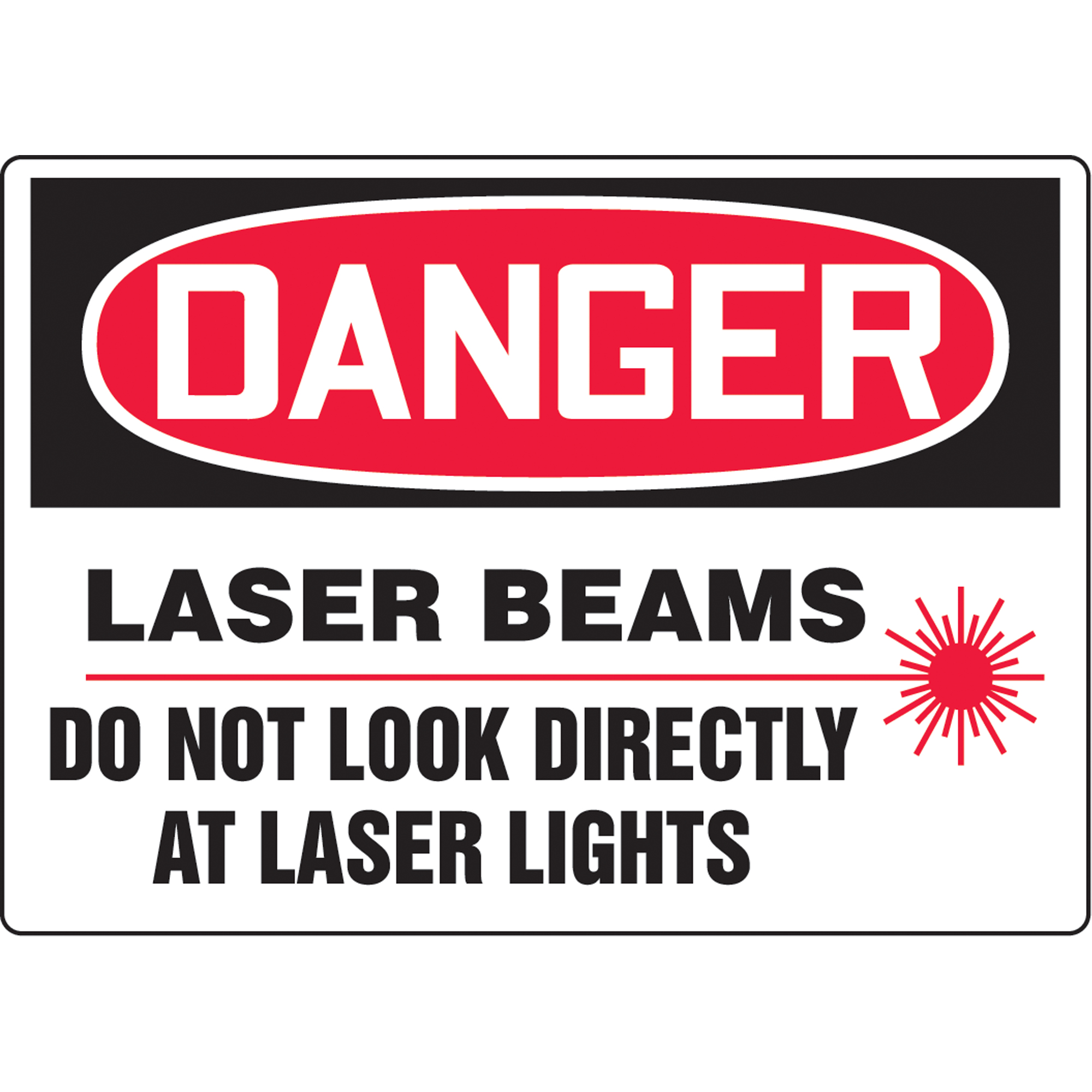 Enseigne « Laser Beams », 10" x 14", Aluminium, Anglais avec pictogramme