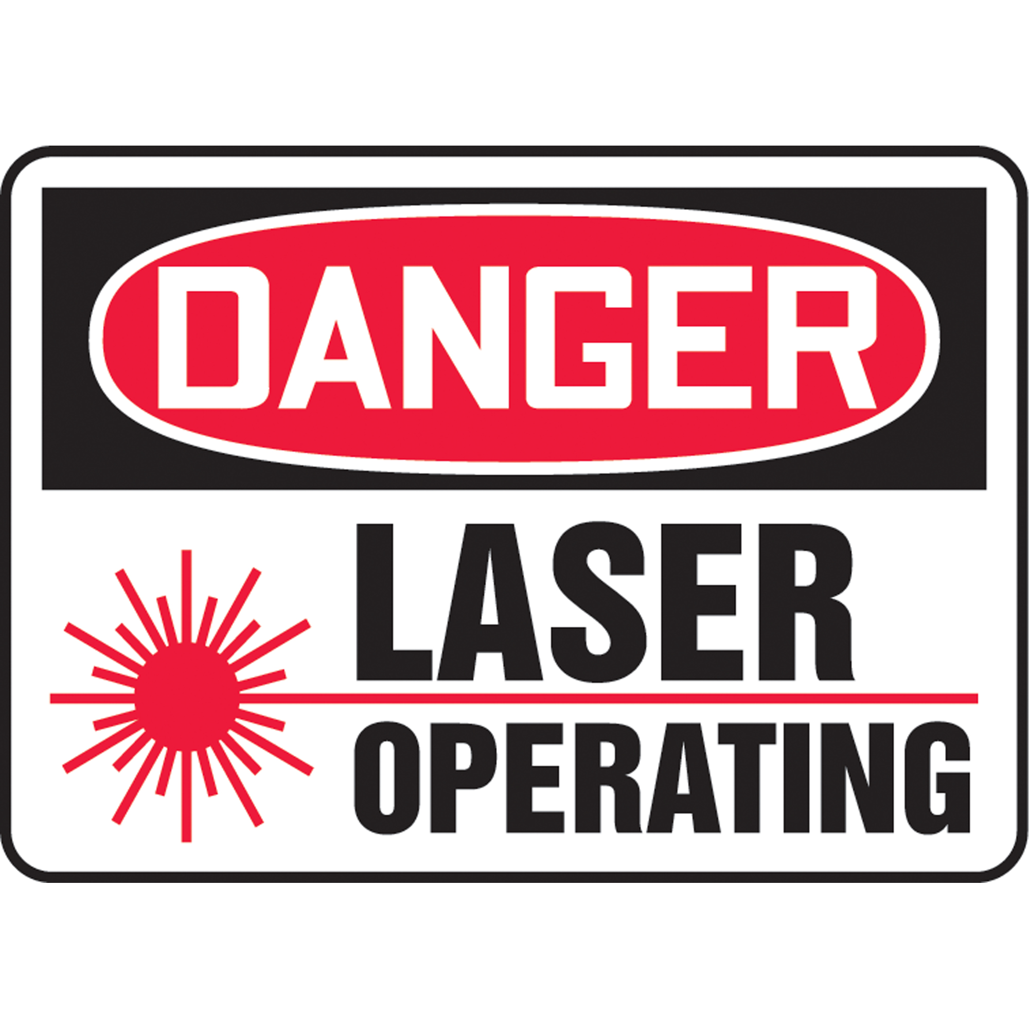 Enseigne « Laser Operating », 10" x 14", Plastique, Anglais avec pictogramme