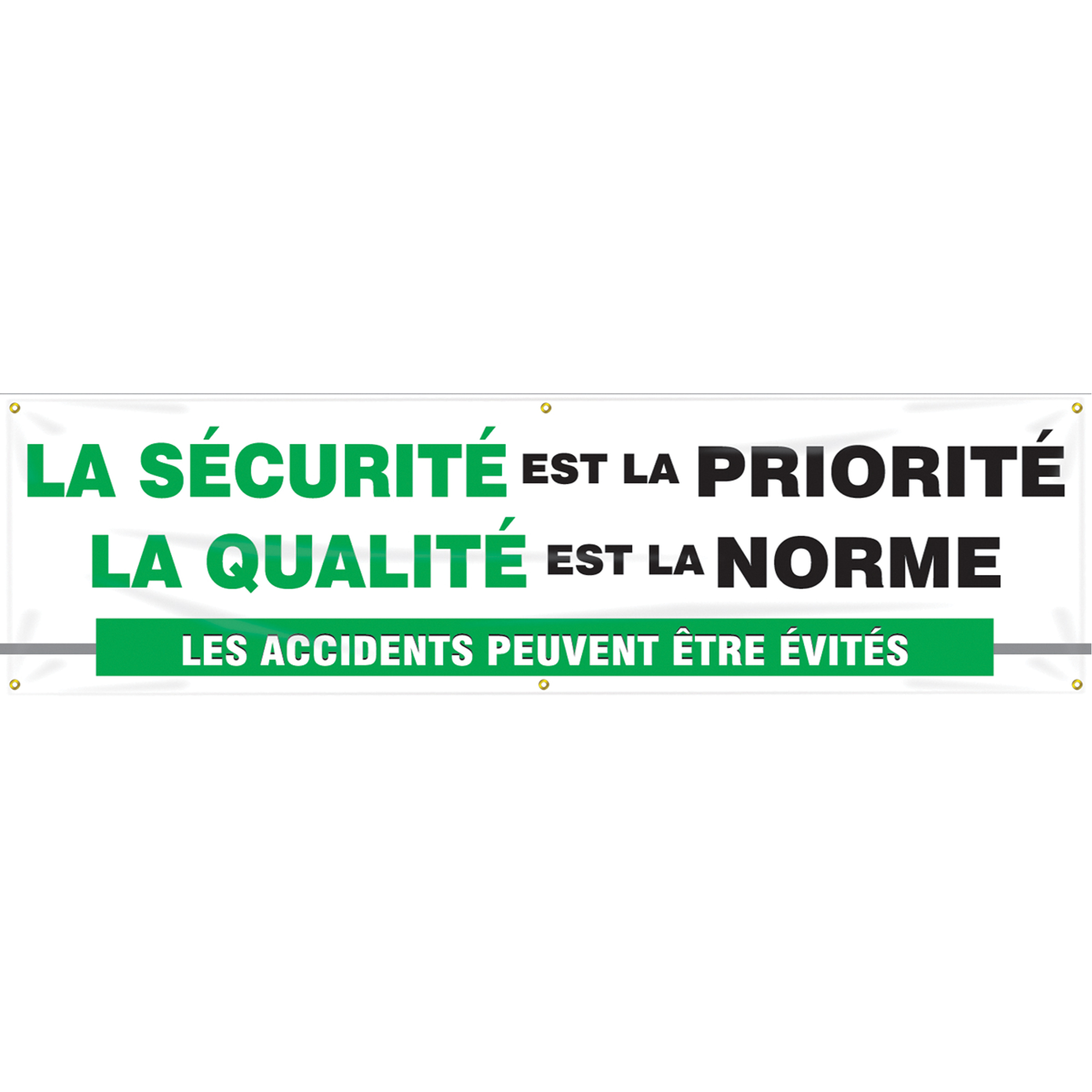 Enseigne « Les accidents peuvent être évités », 28" x 96", Vinyle, Français