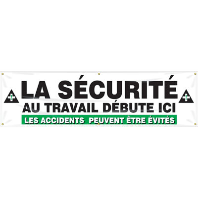 Enseigne « Les accidents peuvent être évités », 28" x 96", Vinyle, Français