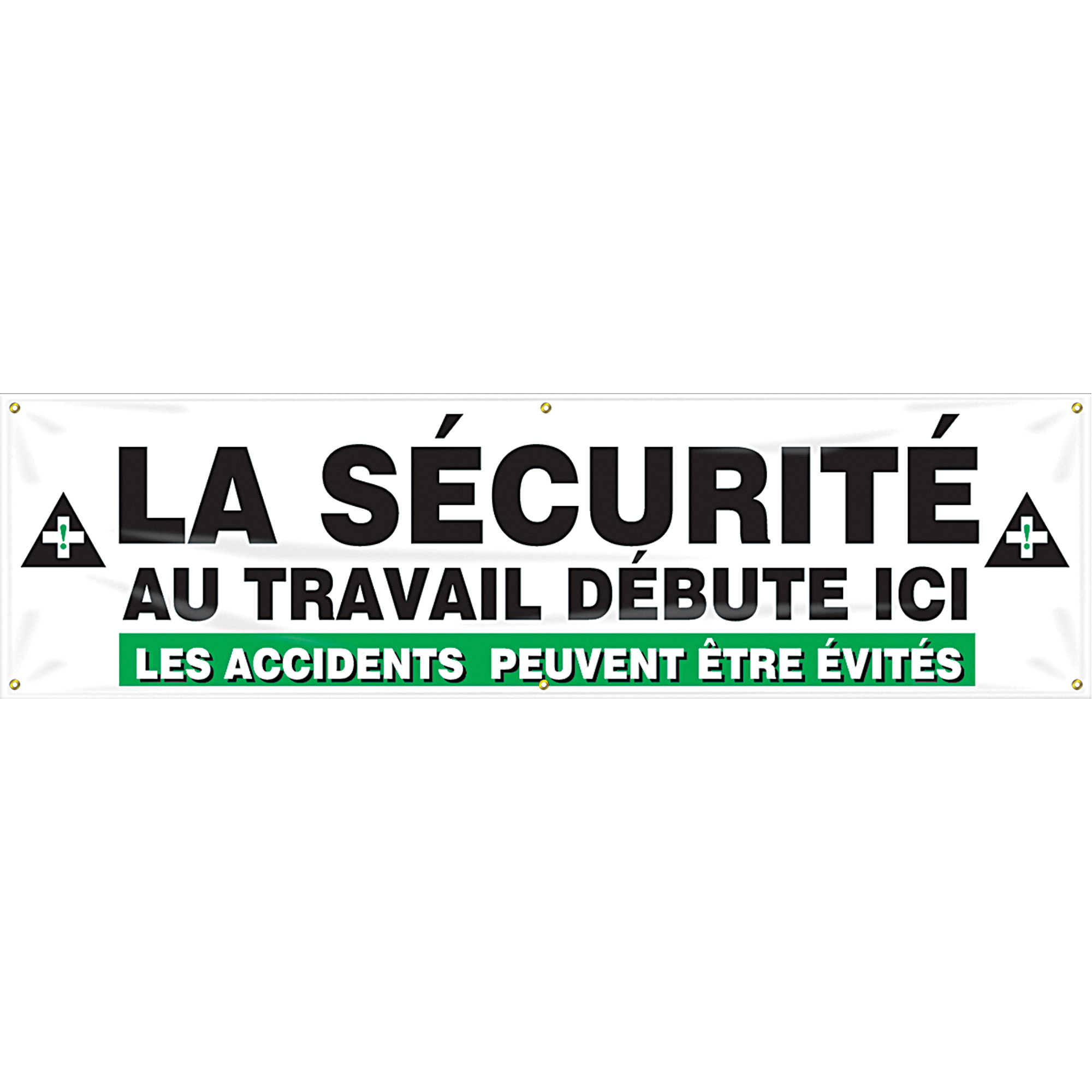 Enseigne « Les accidents peuvent être évités », 28" x 96", Vinyle, Français