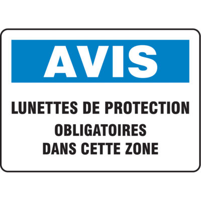 Enseigne « Luntettes de protection », 10" x 14", Vinyle, Français