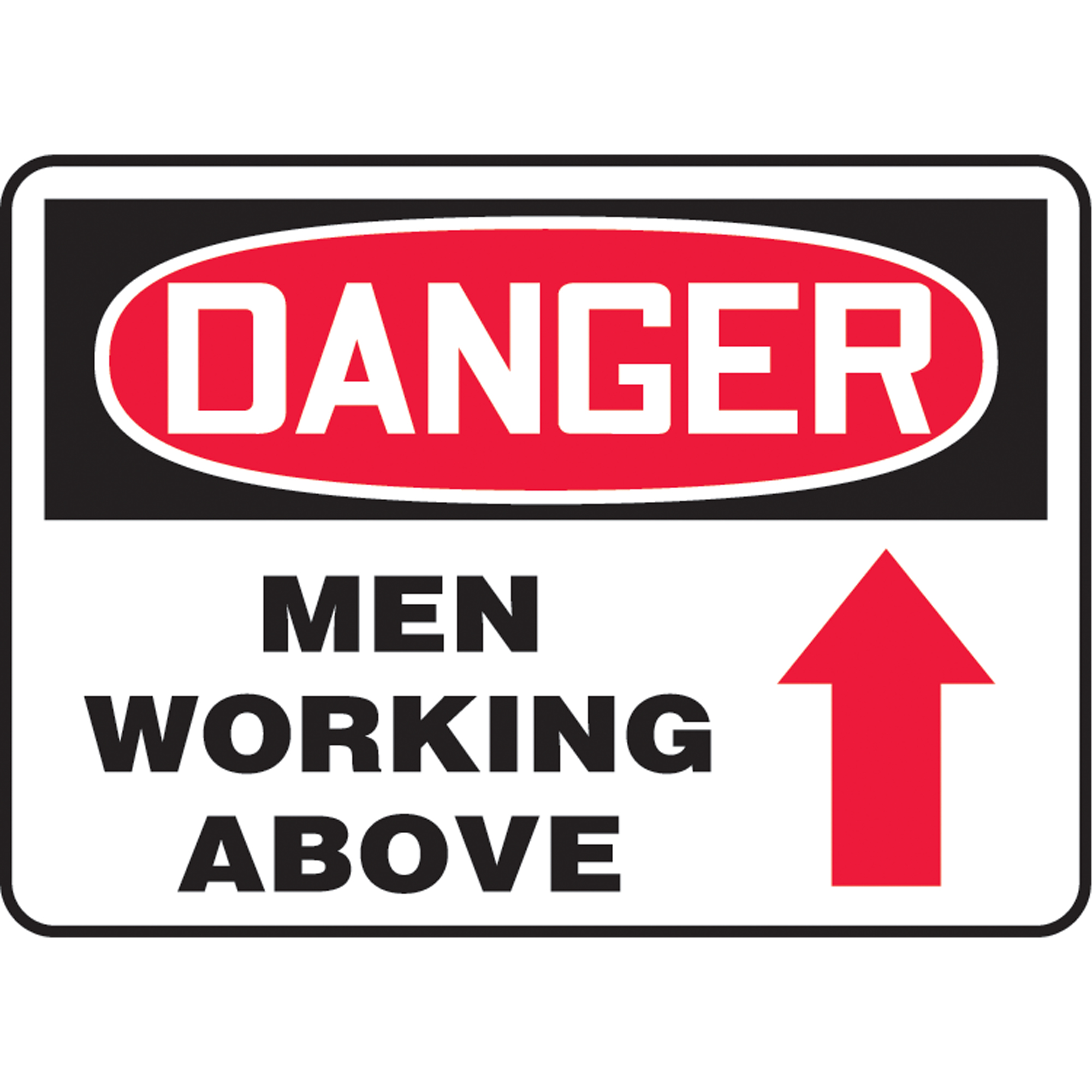 Enseigne « Men Working Above », 10" x 14", Aluminium, Anglais avec pictogramme