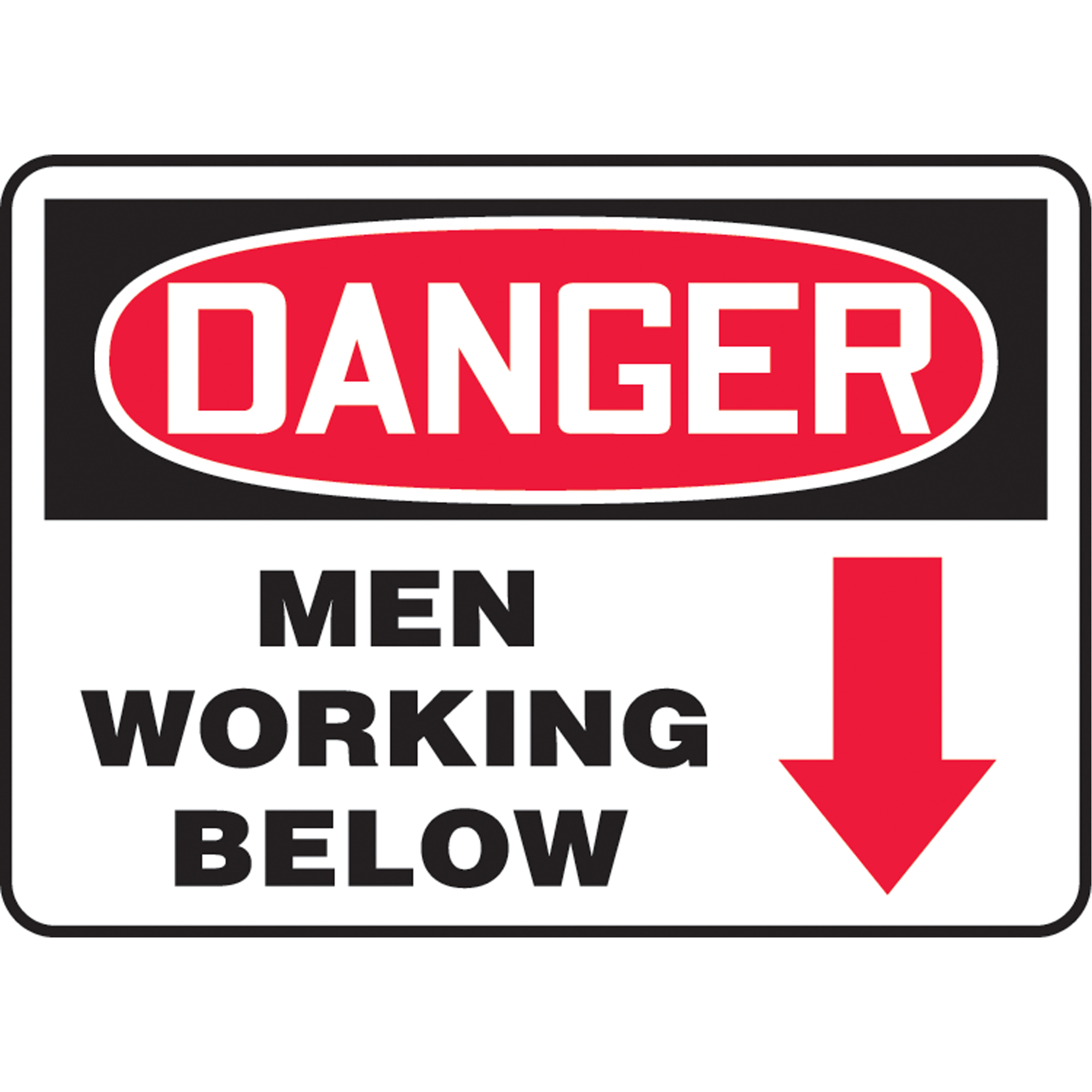 Enseigne « Men Working Below », 10" x 14", Plastique, Anglais avec pictogramme