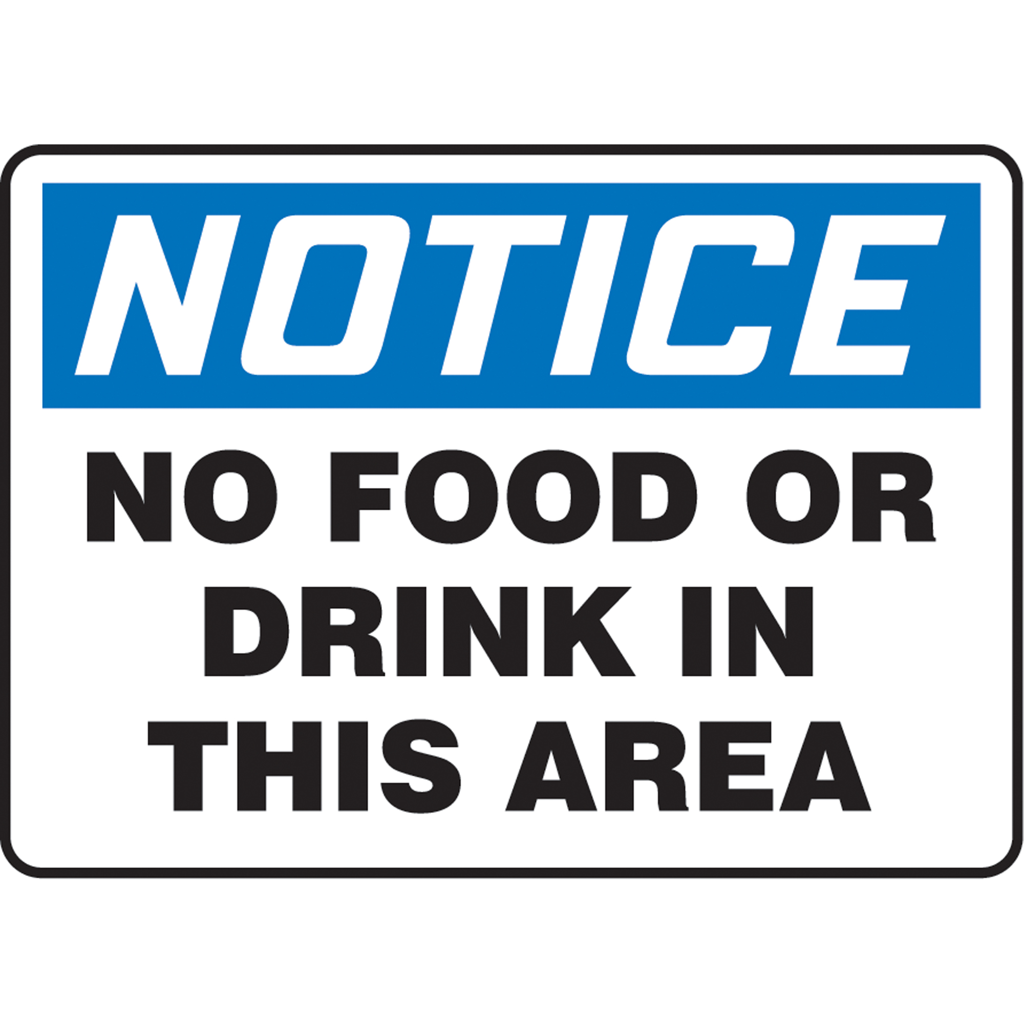 Enseigne « No Food or Drink », 10" x 14", Plastique, Anglais