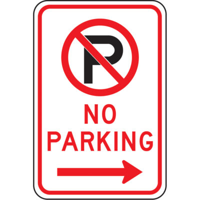 Enseigne « No Parking », 18" x 12", Aluminium, Anglais avec pictogramme