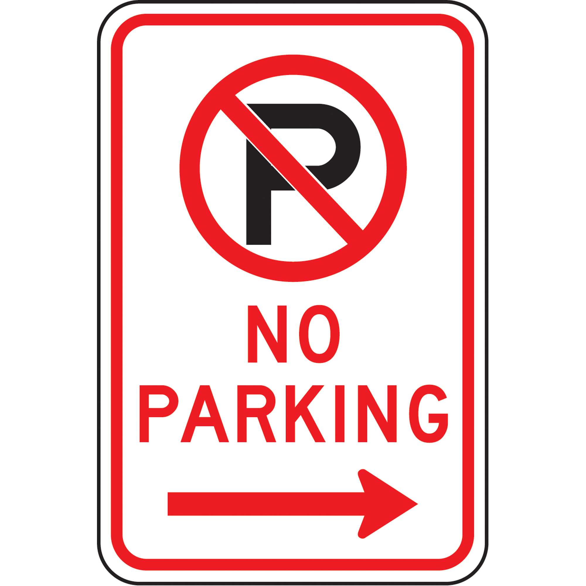 Enseigne « No Parking », 18" x 12", Aluminium, Anglais avec pictogramme