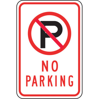 Enseigne « No Parking », 18" x 24", Aluminium, Anglais avec pictogramme