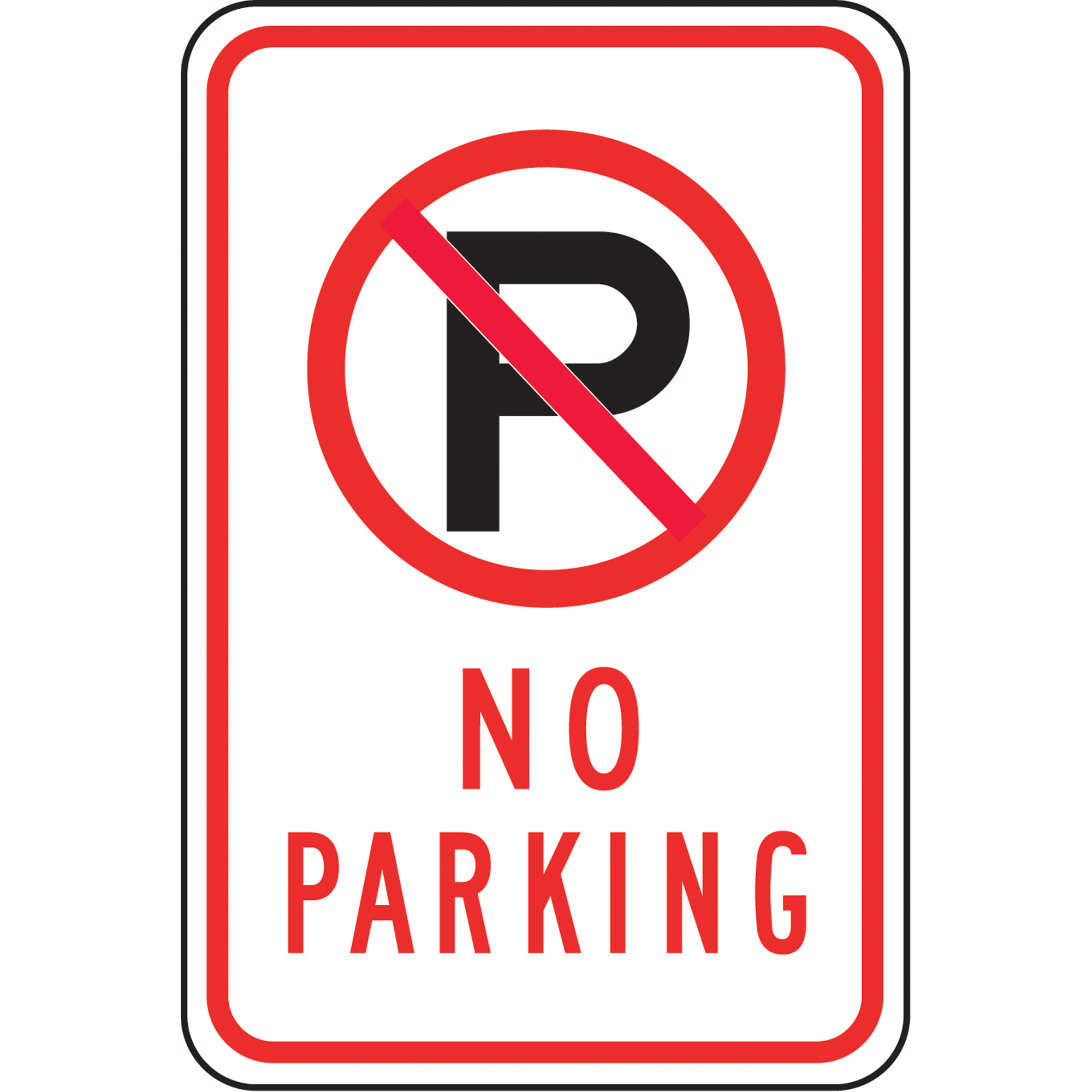 Enseigne « No Parking », 18" x 24", Aluminium, Anglais avec pictogramme