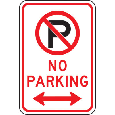 Enseigne « No Parking », 24" x 18", Aluminium, Anglais avec pictogramme