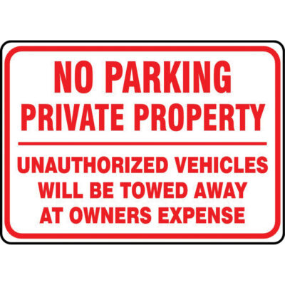 Enseigne « No Parking Private Property », 14" x 20", Aluminium, Anglais