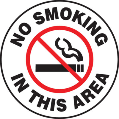 Enseigne « No Smoking In This Area », 17" x 17", À base d'aluminium, Anglais avec pictogramme