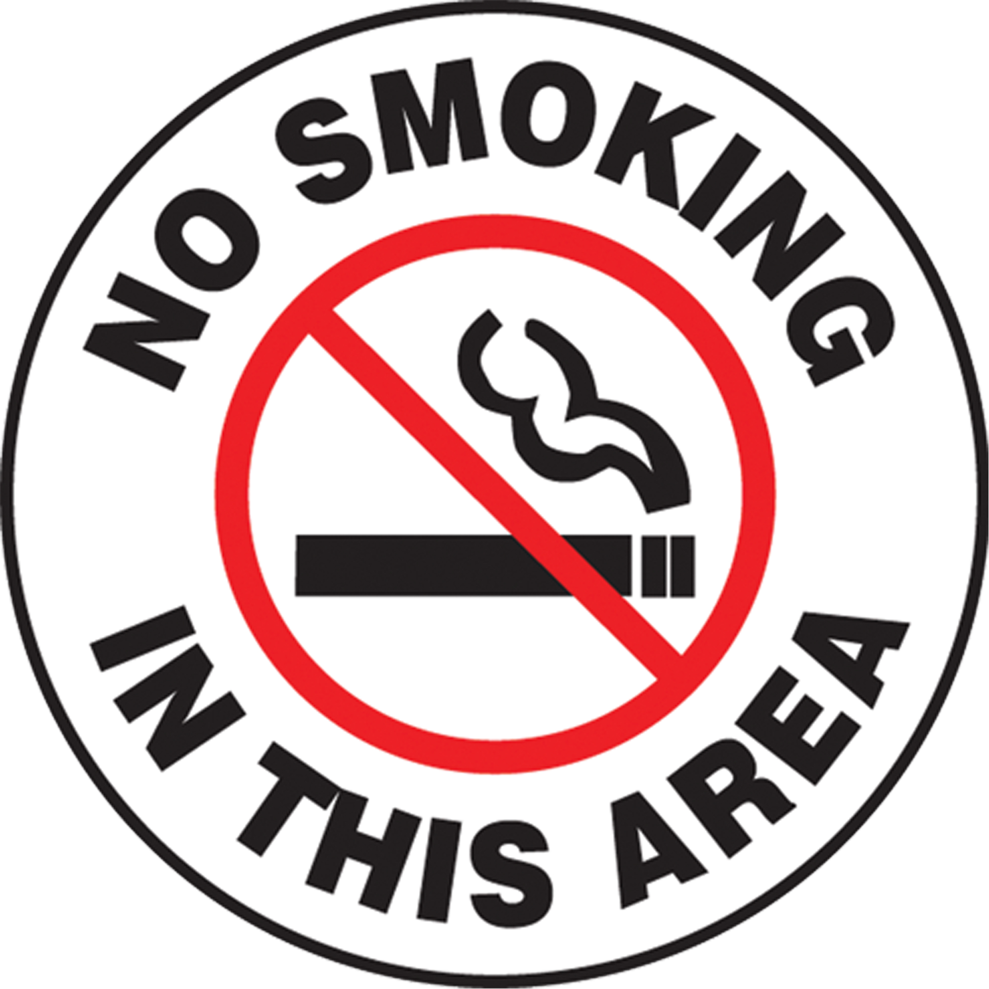 Enseigne « No Smoking In This Area », 17" x 17", À base d'aluminium, Anglais avec pictogramme
