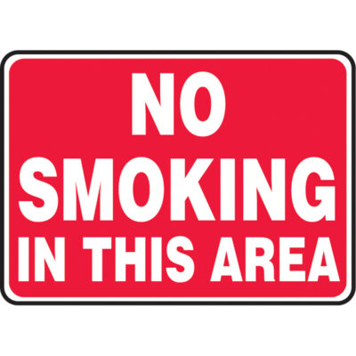 Enseigne « No Smoking In This Area », 10" x 14", Aluminium, Anglais