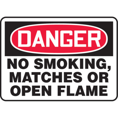 Enseigne « No Smoking, Matches Or Open Flame », 10" x 14", Vinyle, Anglais
