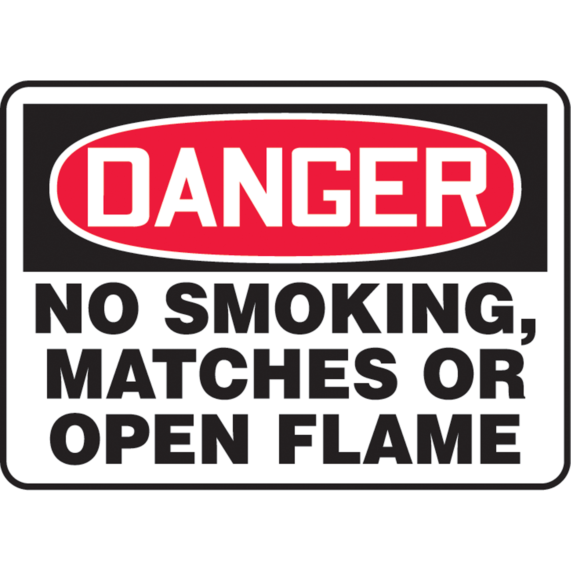 Enseigne « No Smoking, Matches Or Open Flame », 7" x 10", Aluminium, Anglais