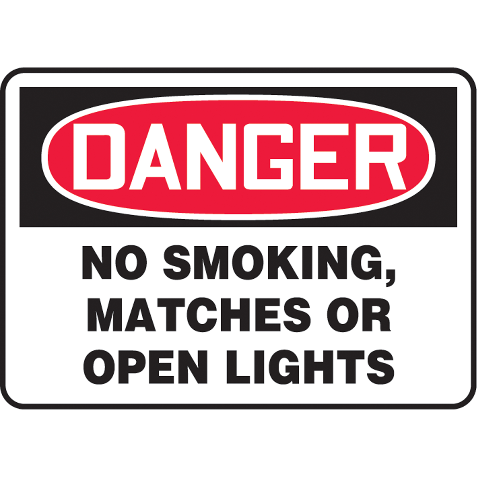 Enseigne « No Smoking, Matches Or Open Lights », 10" x 14", Aluminium, Anglais