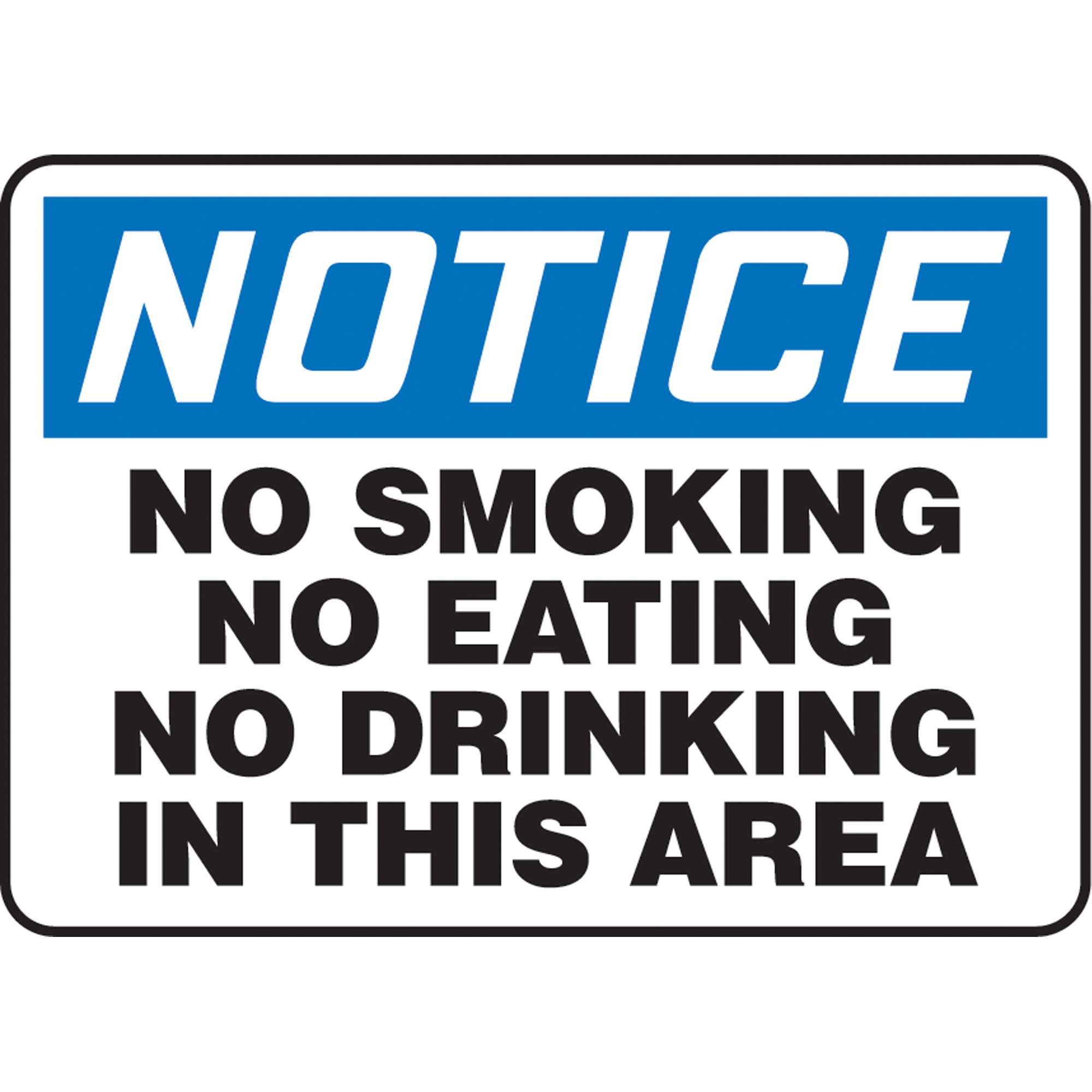 Enseigne « No Smoking, No Eating, No Drinking », 10" x 14", Aluminium, Anglais