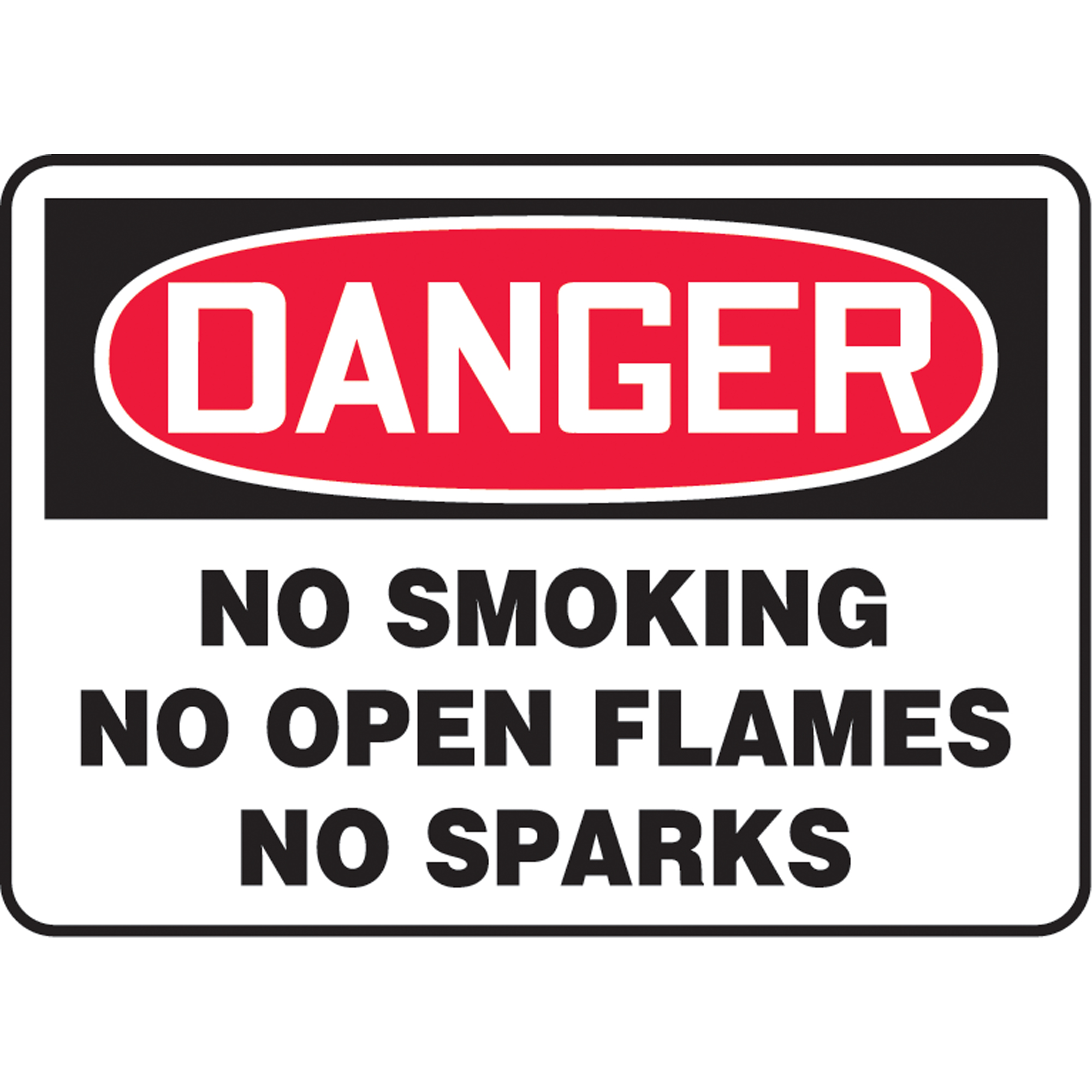 Enseigne « No Smoking, No Open Flames, No Sparks », 10" x 14", Aluminium, Anglais