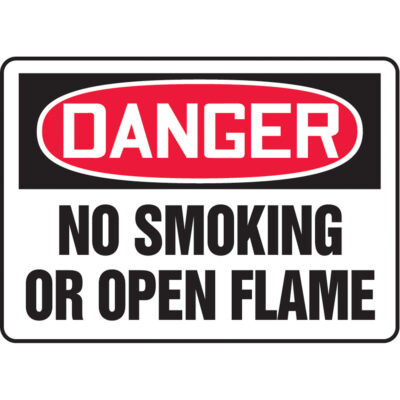 Enseigne « No Smoking Or Open Flame », 10" x 14", Aluminium, Anglais