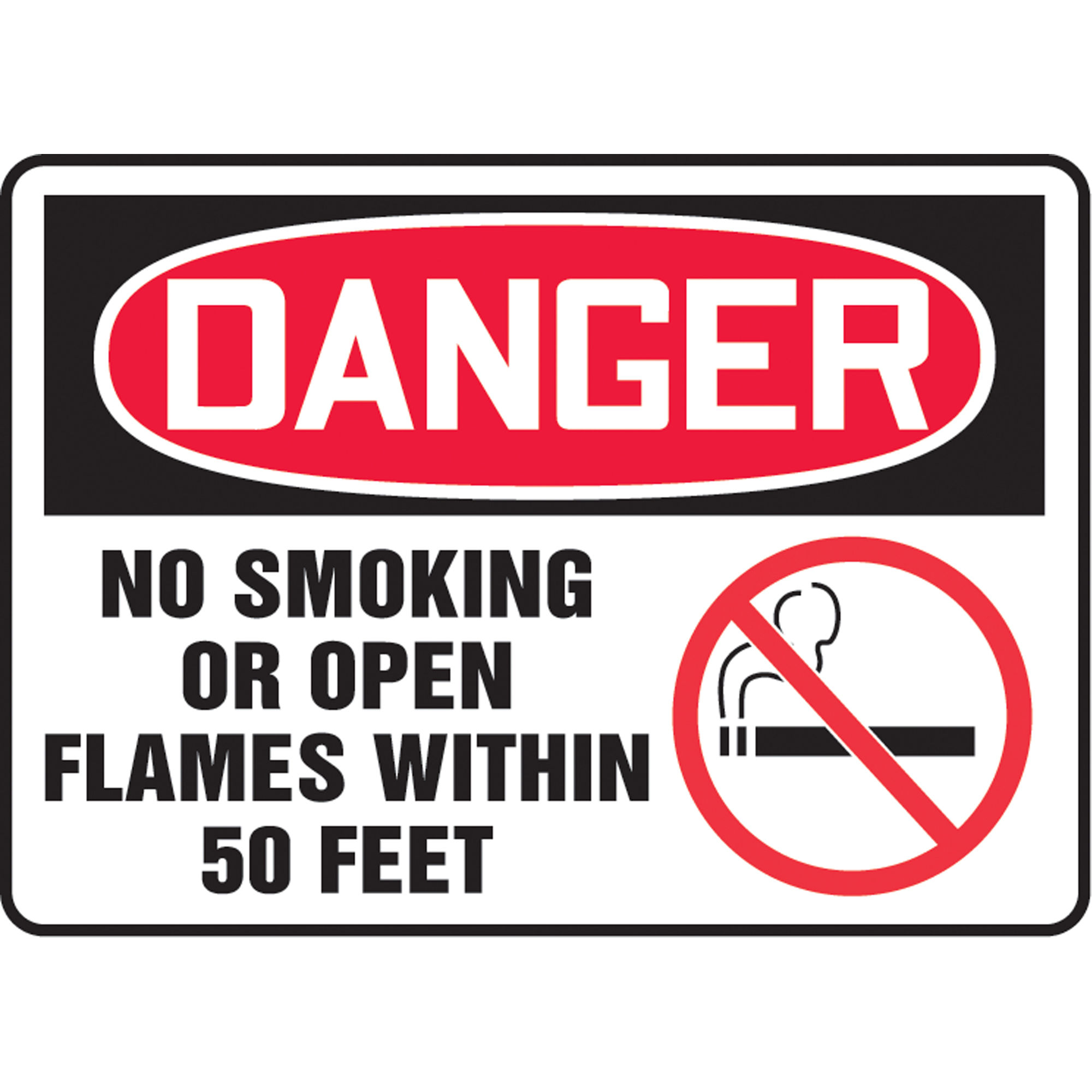 Enseigne « No Smoking Or Open Flame », 10" x 14", Plastique, Anglais avec pictogramme