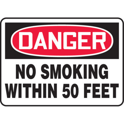 Enseigne « No Smoking Within 50 Feet », 10" x 14", Aluminium, Anglais