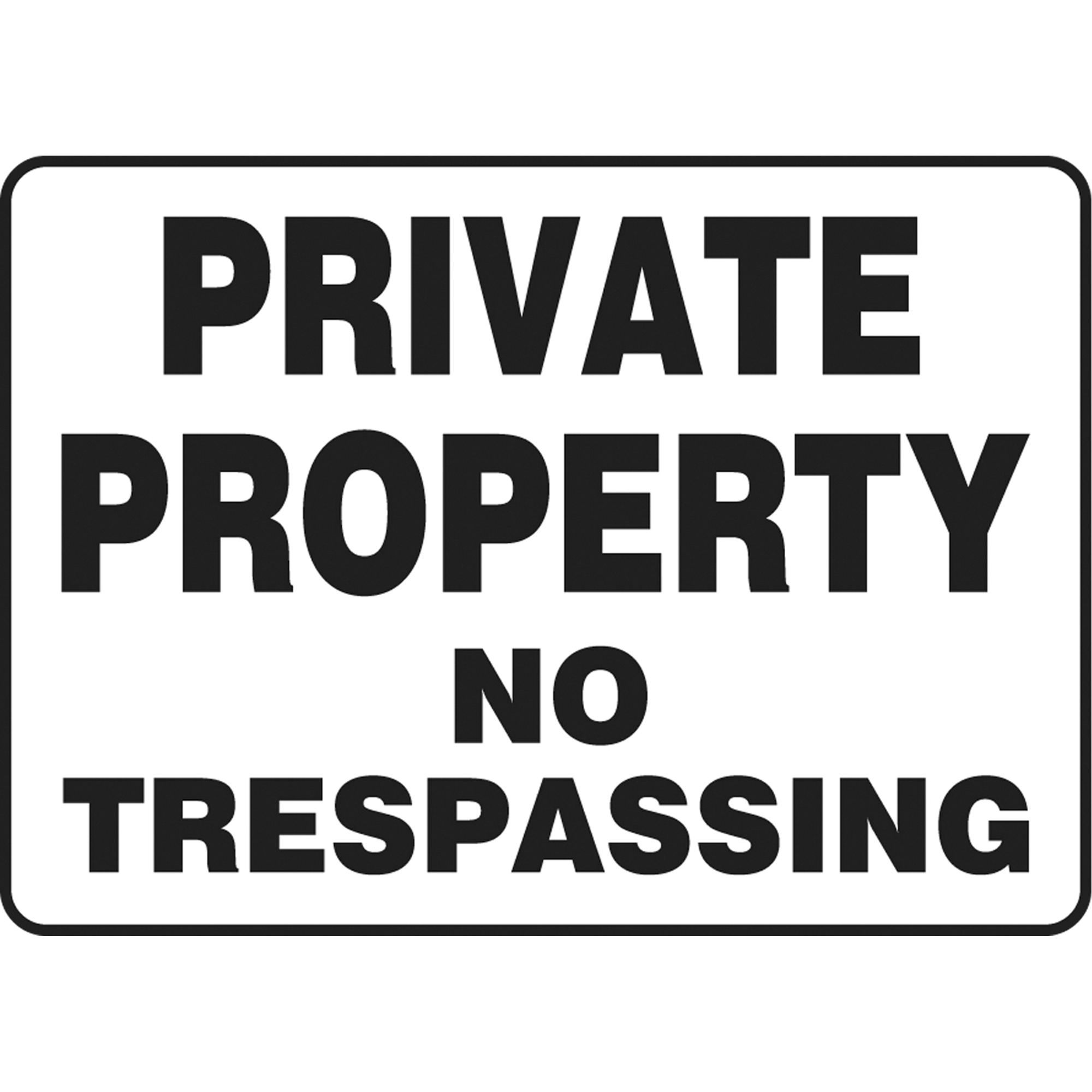 Enseigne « No Trespassing », 10" x 14", Aluminium, Anglais avec pictogramme