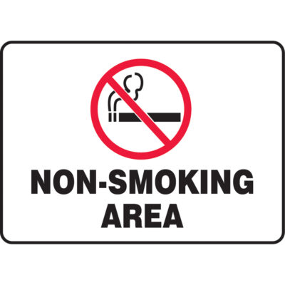 Enseigne « No Smoking », 14" x 10", Aluminium, Anglais avec pictogramme