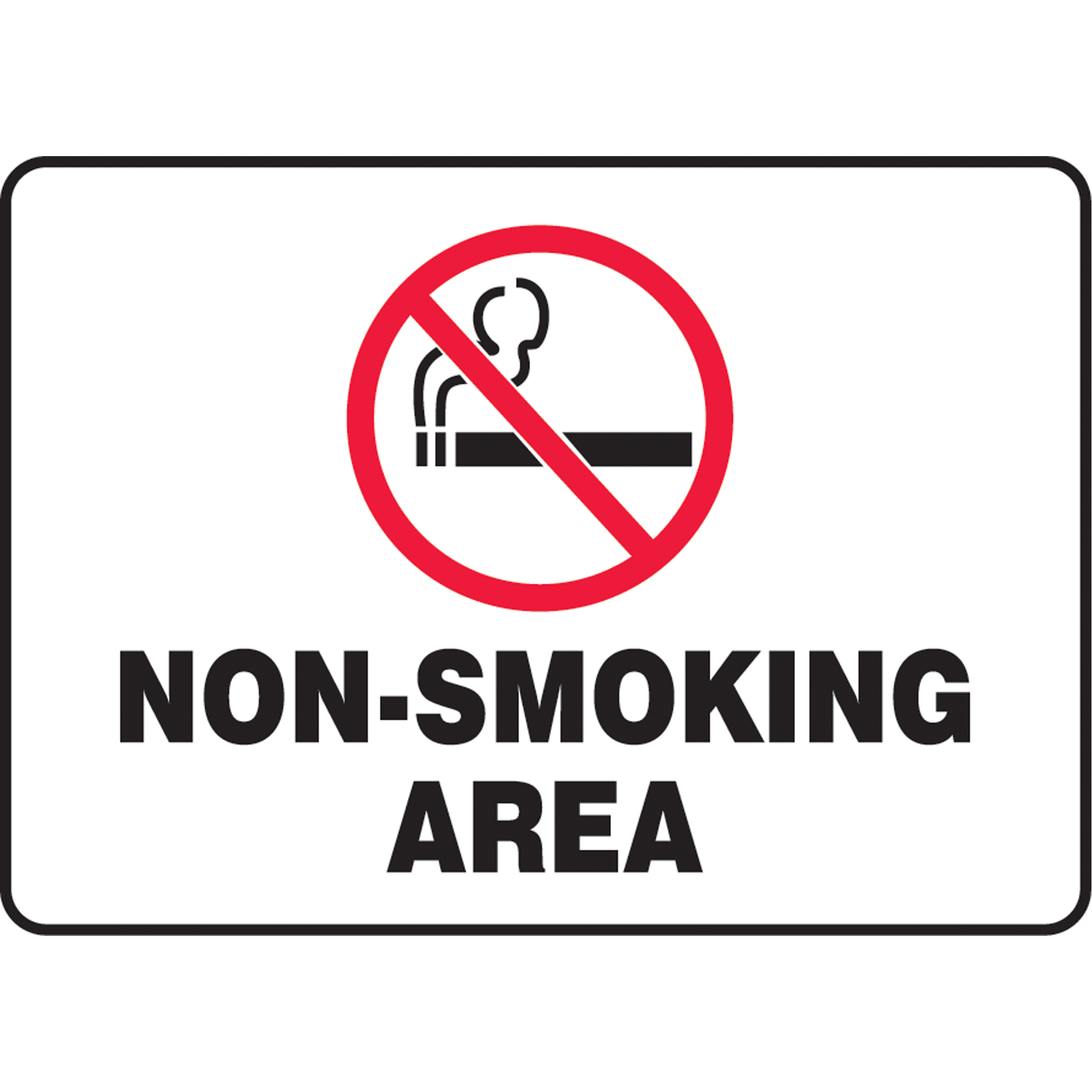 Enseigne « No Smoking », 14" x 10", Aluminium, Anglais avec pictogramme