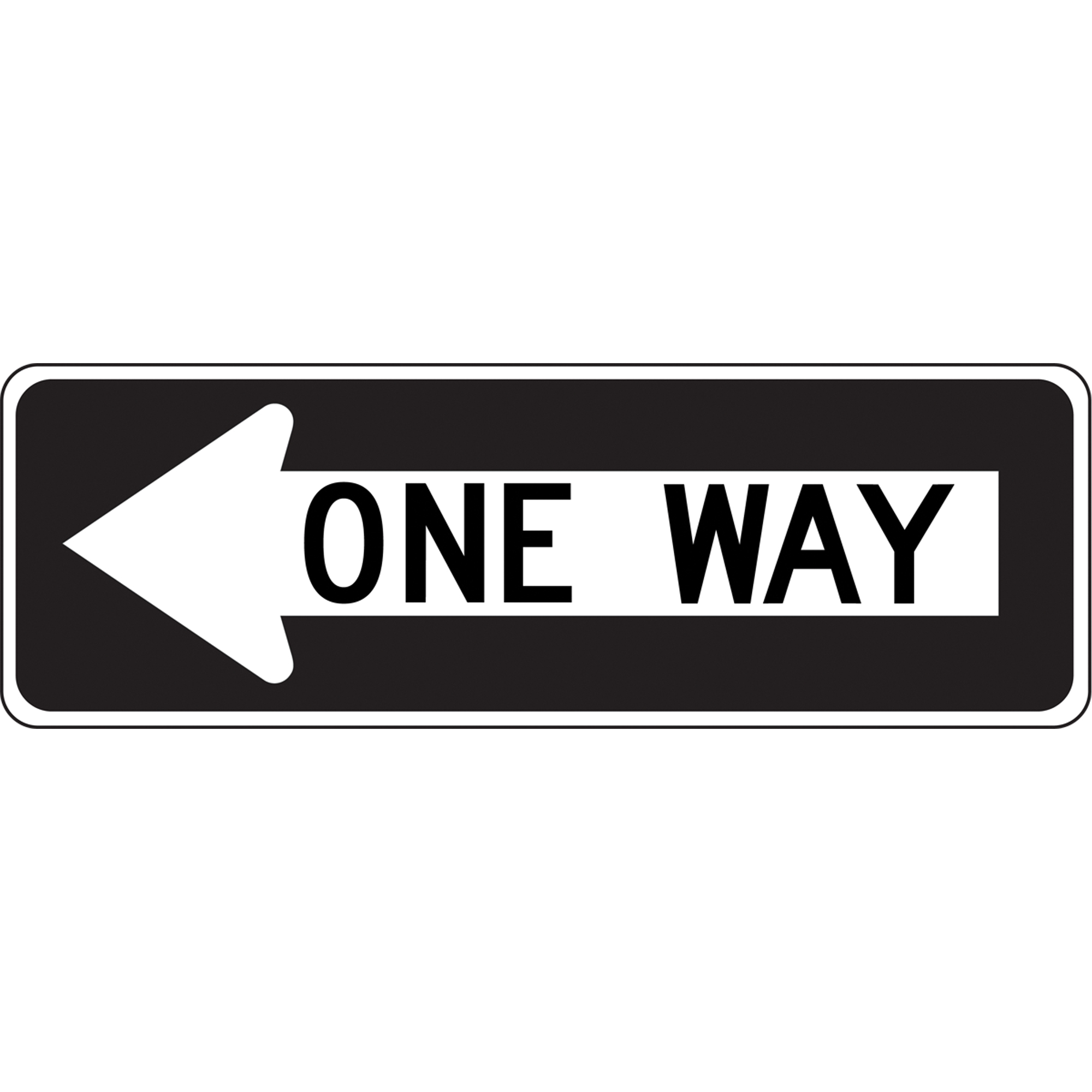 Enseigne « One Way », 12" x 36", Aluminium, Anglais avec pictogramme