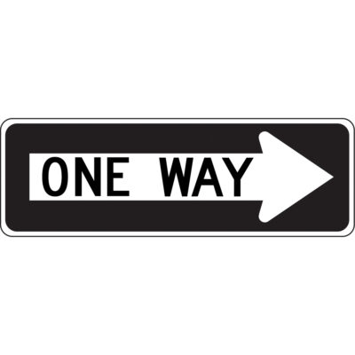 Enseigne « One Way », 12" x 36", Aluminium, Anglais avec pictogramme