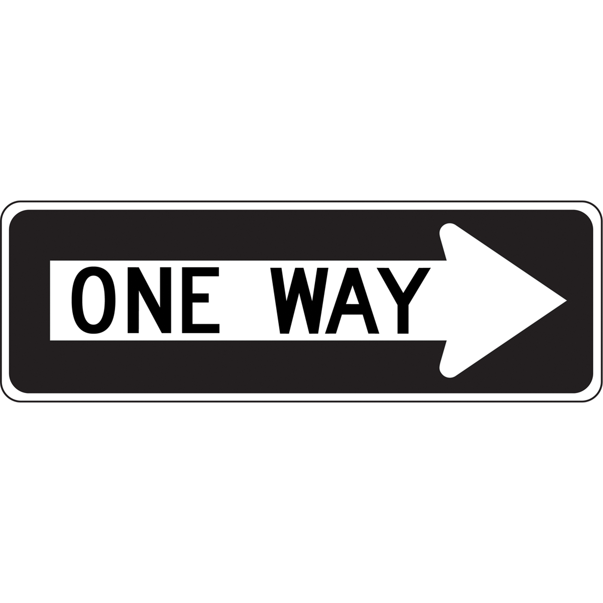 Enseigne « One Way », 12" x 36", Aluminium, Anglais avec pictogramme