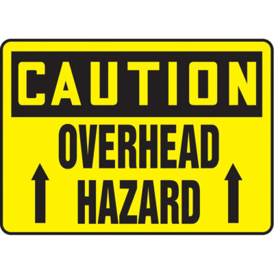 Enseigne « Overhead Hazard », 10" x 14", Aluminium, Anglais avec pictogramme